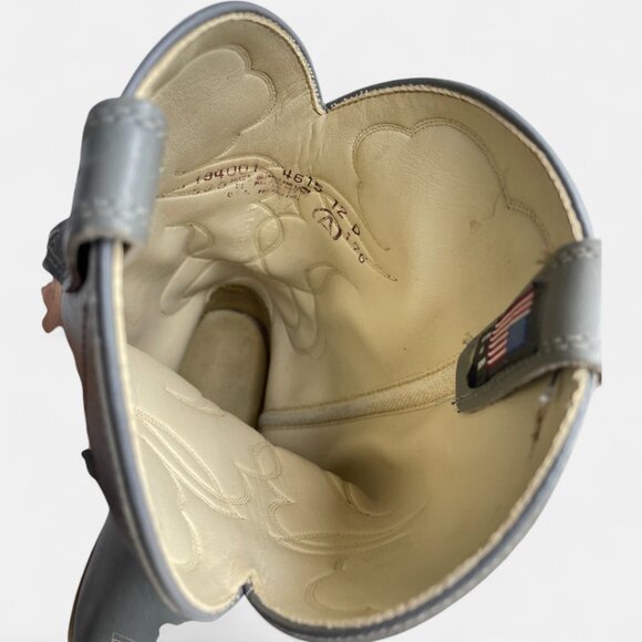 Acme Vintage Gray Leather Western Cowboy Work Boots Men's 12 - Picture 10 of 13